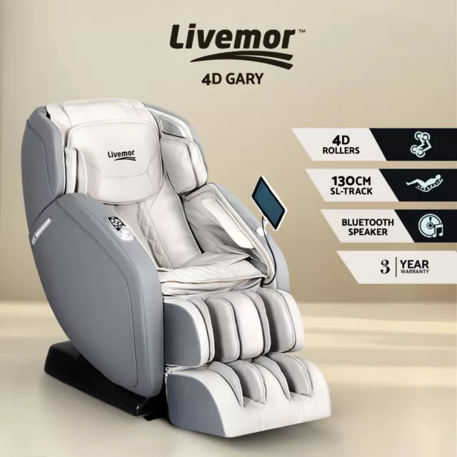 Livemor 4D Massage Chair Electric Recliner SL-track Full Body Massager Gary