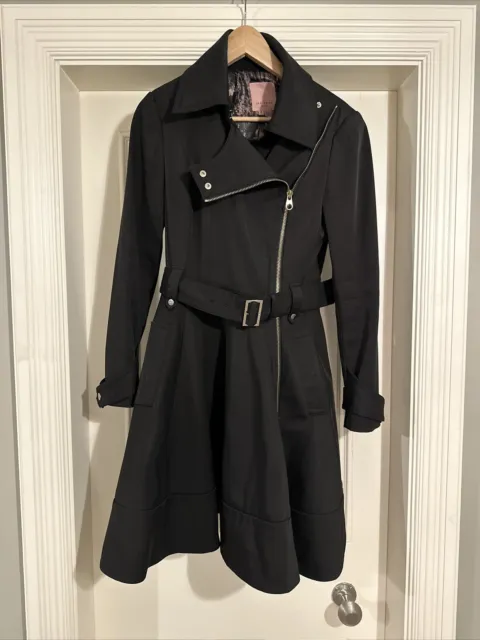 Women’s TED BAKER Black Dress Style Jacket Coat With Belt Size 2 UK 10