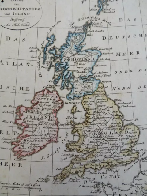 British Isles Ireland United Kingdom Scotland Wales England 1818 Walch map