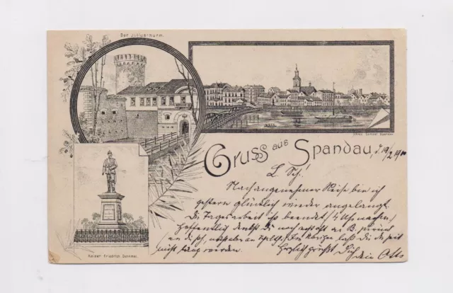 Ansichtskarte Berlin Spandau Gruß aus Spandau Litho mit Marke Gelaufen 1900