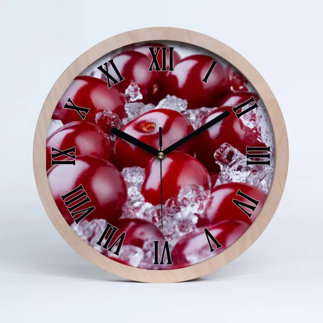 Circular Reloj de Pared de Madera Con Imagen Impresa fi 20 cm cereza congelada