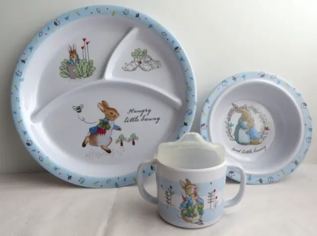 2016 Beatrix Potter Melamine Child Plate Set Bowl Cup Peter Rabbit