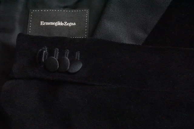 Ermenegildo Zegna Milano Fit Velluto Grana Grossa Nero un Pulsante Smoking 2 PC