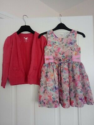 Girls Outfit George Flowery Dress And TU Cardigan 3-4 Years