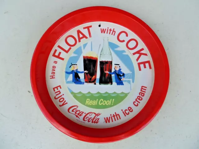 Collectible Coca-Cola Soda Drink Tray Tin Float with Coke ice cream Real Cool