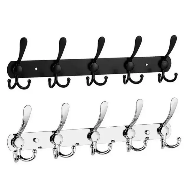 15 Hooks Stainless Steel Wall Hanger Coat Hat Clothes Holder Bedroom Towel Rack