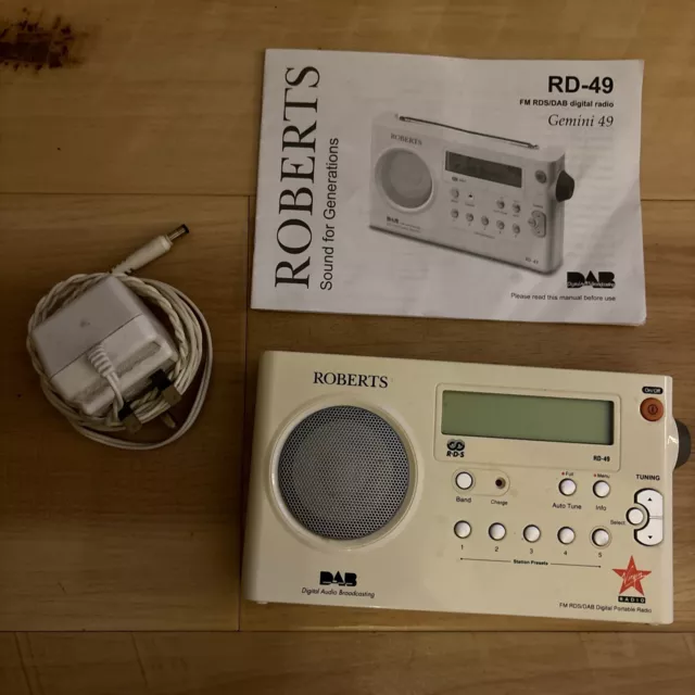 Roberts RD-49 DAB Gemini 49 Radio with Adaptor & Manual