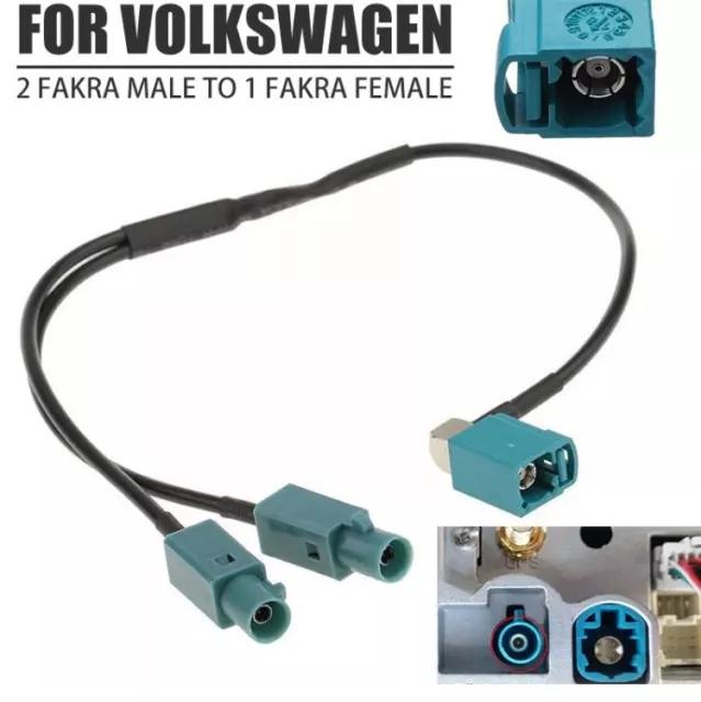 Dual Stecker Fakra Y-Splitter auf Buchse Fakra Antenne Adapter Kabel AUDI Radio GPS