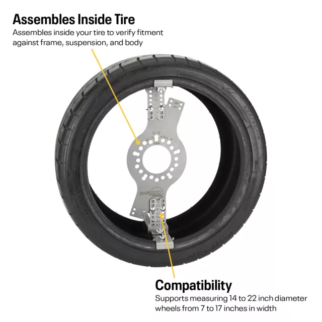 Wheel Fitment Simulator Tool, Tire Size Fit Test Measuring Mockup, 5-Lug Pattern 2