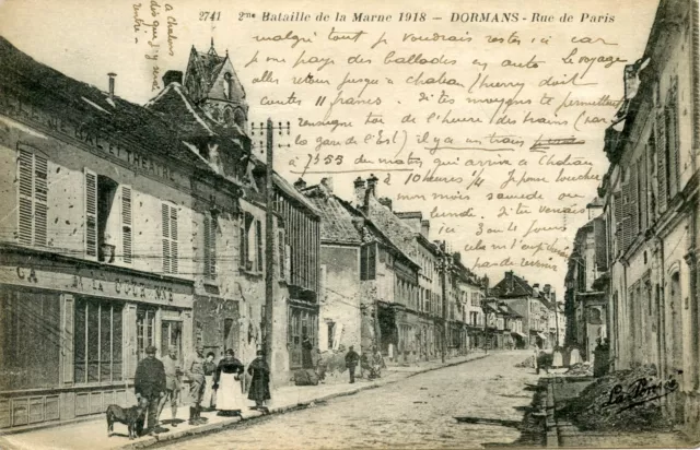 Postcard / Battle De La Marne Dormans Rue De Paris