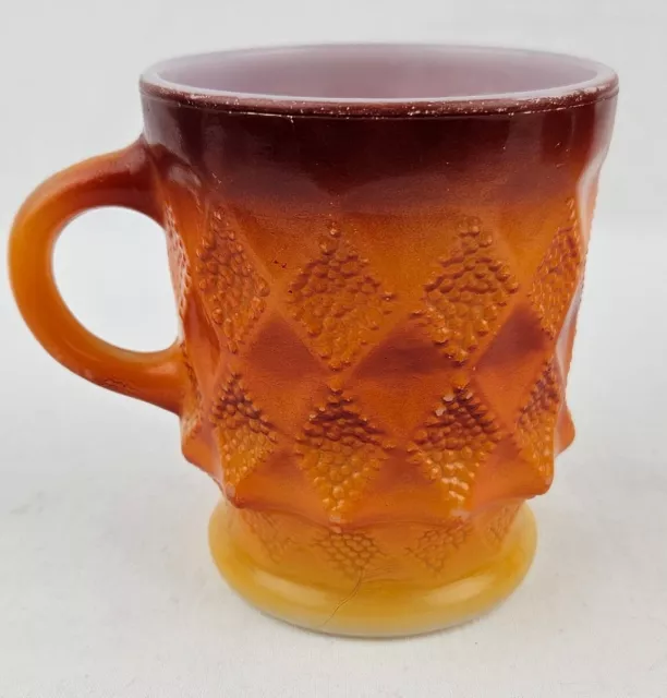 Vintage Anchor Hocking Fire-King Red/Orange Kimberly Diamond Mug Set of 3 2