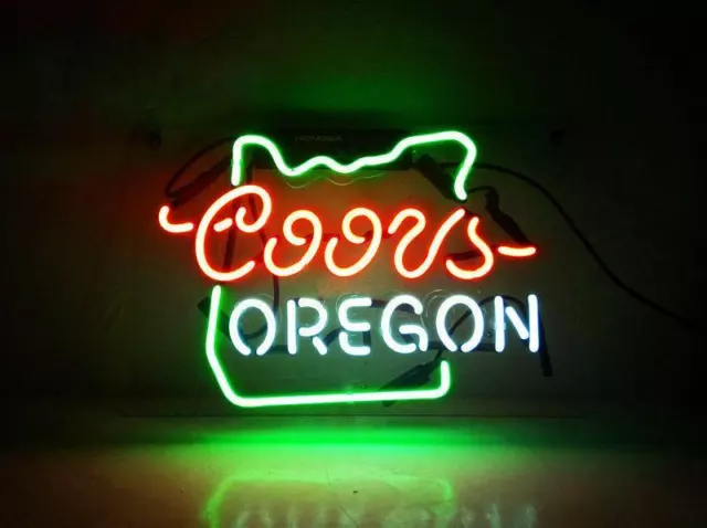 Coors Oregon Neon Sign Light Room Party Wall Hanging Real Glass Tube Gift 14"x9"