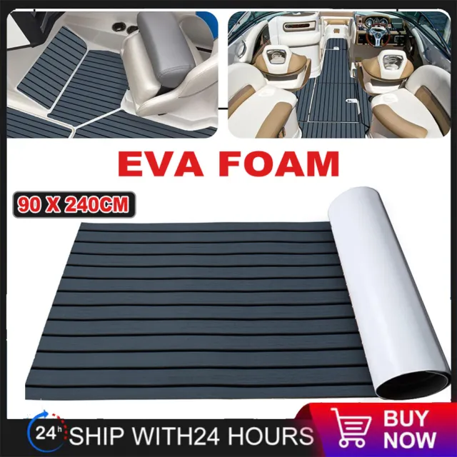 240×90cm Boat EVA Foam Sheet Decking Marine Yacht Teak Flooring Carpet Dark Grey