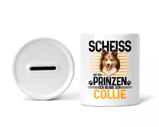 Sparschwein Spardose Sparbüchse Collie Dog Hund Hundebesitzer Geschenk Spruch