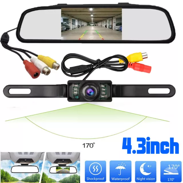 4.3"Backup Camera Monitor Car Rear View Reverse Night Vision Parking System Kit