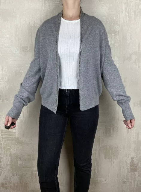 Fabiana Filippi Mrino Silk Cashmere Gray Cape Chaining Women's Cardigan Size XL