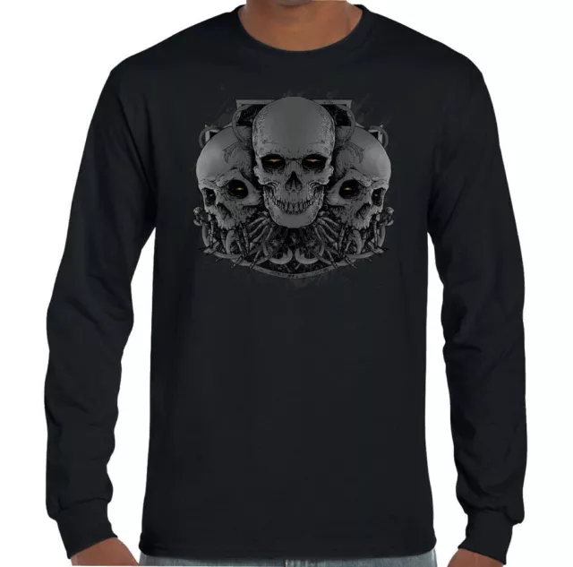 Skull T-Shirt Mens Biker Tattoo Motorbike Motorcycle Gothic Heavy Metal Rock