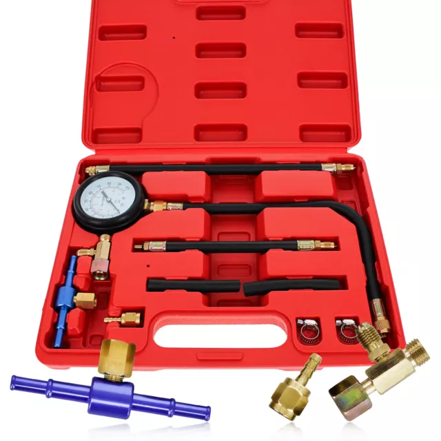 ABN Universal Fuel Injection Pressure Test Kit w/ IMPROVED Flex Hoses & Fittings