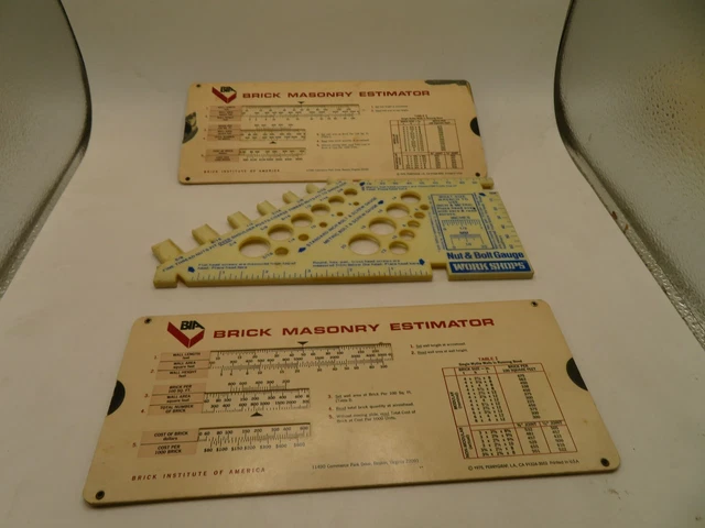 Construction Calculator Estimator BRICK MASONRY ESTIMATOR 2 NUT&BOLT GUAGE