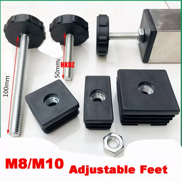 Adjustable Furniture Feet M8/M10 Screws Leveling Foot With Insert Nuts Tube Plug