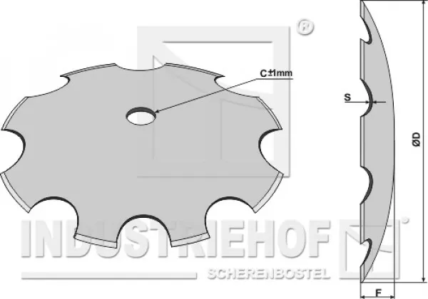 Scheibe für Scheibeneggen gezahnte Schneide Ø710x8mm