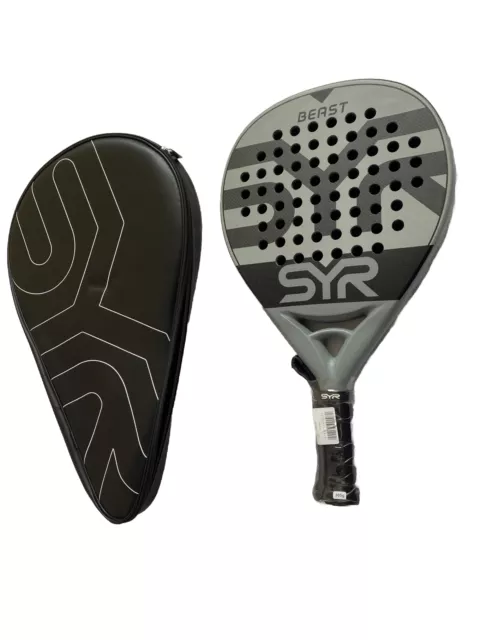 Brand New! SYR BEAST - 100% Carbon Fibre Padel Tennis Racket - Grey - RRP £189