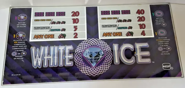 IGT WHITE ICE Slot Machine Glass, 20 1/2" x 9 7/16"