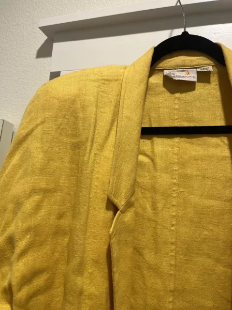 Vintage Womens  Liz Claiborne Blazer 100 % Linen  Size Small Bright Yellow