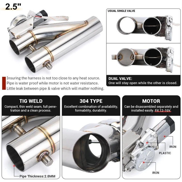 New  Universal Stainless Steel Electric Out Dual-Valve Remote Wireless Downpipe
