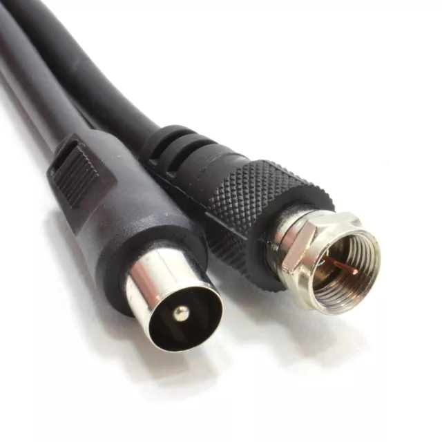 Coaxial F Type Connector Male Plug to RF Aerial Male Plug RG59 Cable  3m Black