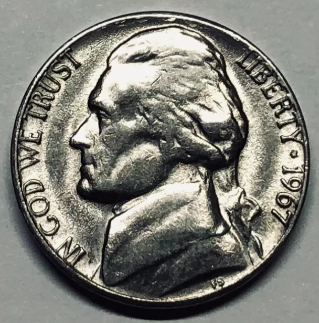 1967 P NICKEL lamination error obverse & doubling/lamination errors rev