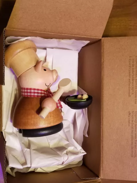 Ulbricht Incense Burner In Box W/ Incense - Chef Pig With Frying Pan