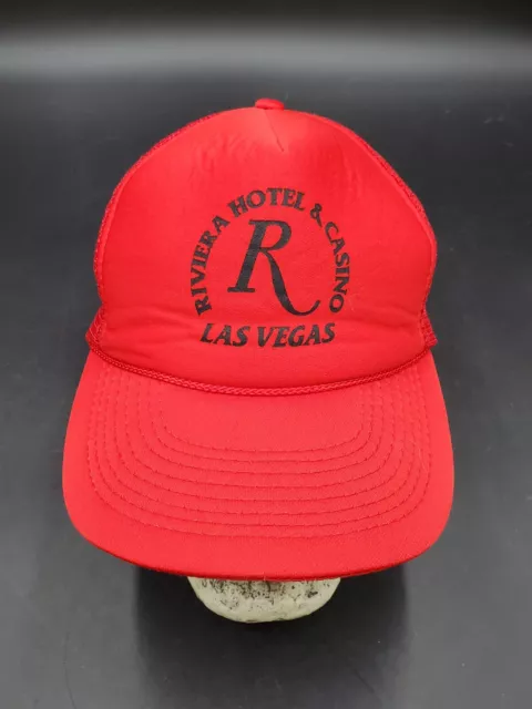 Rare VTG Riviera Hotel and Casino Las Vegas Red Mesh Trucker Snapback Hat Cap