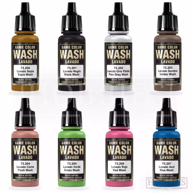 Vallejo Game Colour Wash Model Washes Paints Fantasy Airbrush Colours Spray 17ml