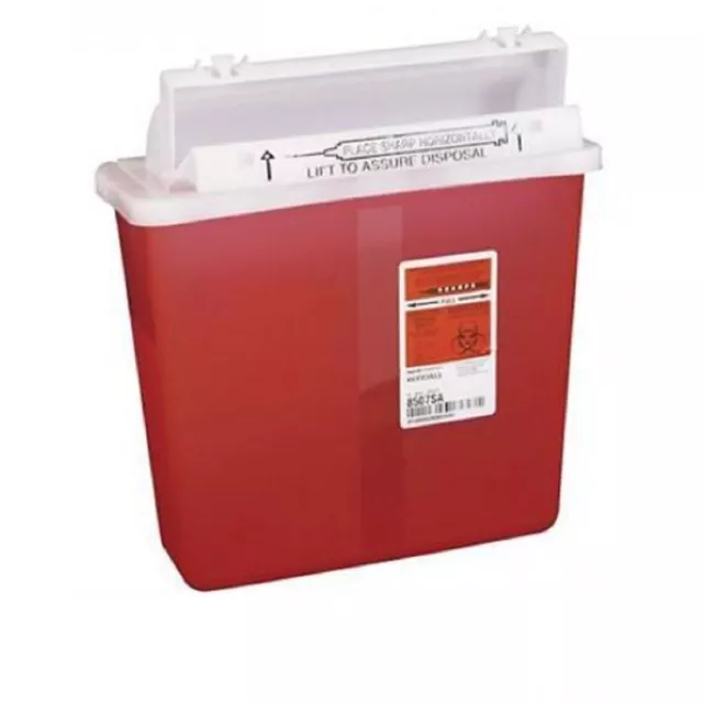 20PK 5QT Sharps Container w/ Lid Transparent Red/FREE SHIPPING USA