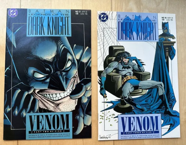Batman Legends of the Dark Knight #17 & #18 1991 DC Venom Part 2 and 3 VF/NM