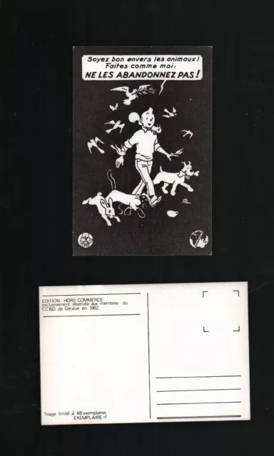 Carte Postale Hergé . Tintin . Ccbd Genève . 1982 . 48 Exemplaires . ( Y51 )