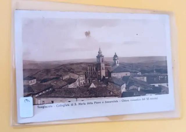 Cartolina Antica Sanginesio Collegiata S. Maria Piave Chiesa Romani  Viagg Franc