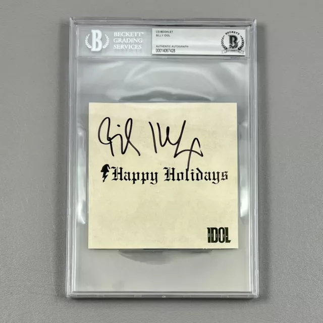 Billy Idol Happy Holidays SIGNED Slabbed CD Booklet Beckett BAS