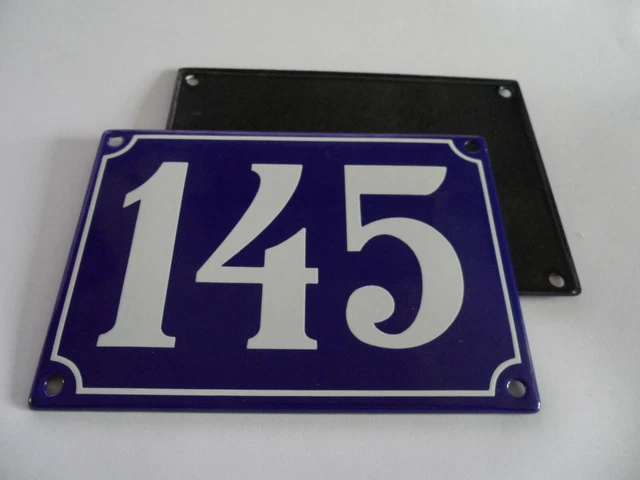 Old French Blue Enamel Porcelain Metal House Door Number Street Sign / Plate 145