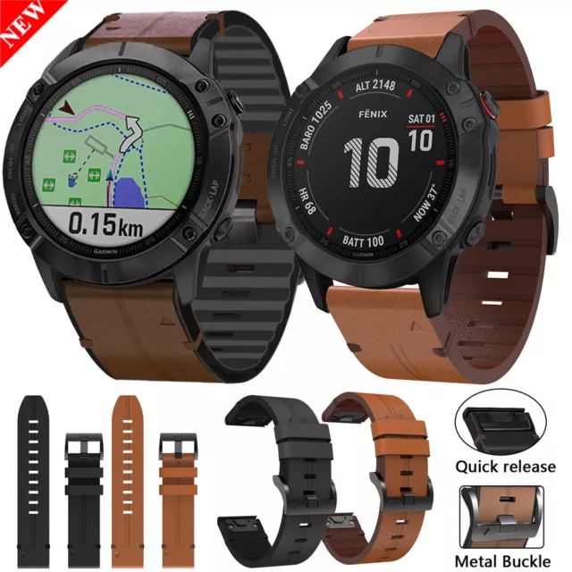 For Garmin Fenix 5 5 Plus 6 Pro 7 935 945 Quick Release Leather Watch Band Strap