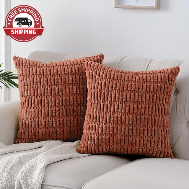 2 Packs Rust Decorative Throw Pillow Covers 18X18 Inch for Living Room Couch Bed