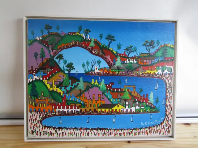 16" x 20" Original Haitian Haiti Art Painting by Prefete Duffaut 1990 with docum