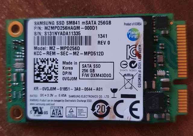 SAMSUNG SSD SM841 mSATA 256 GB MZ MPD256D MZMPD256HAGM 000D1 EUR