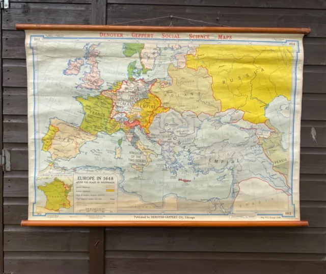 Original vintage oldschool wall map of Europe in 1648.