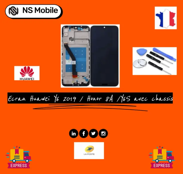 Ecran Lcd + Tactile Huawei Y6 2019/Honor 8A/Y6S Avec Chassis + Outils Inclus