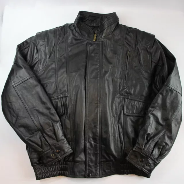 Desert Well Leather Jacket Men's Black Removable Lining Size Large Motorcycle