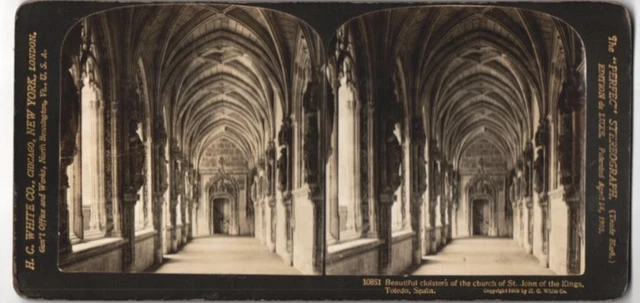 Stereo-Fotografie H.C. White Co., New York, Ansicht Toledo, Cloister of the Chu