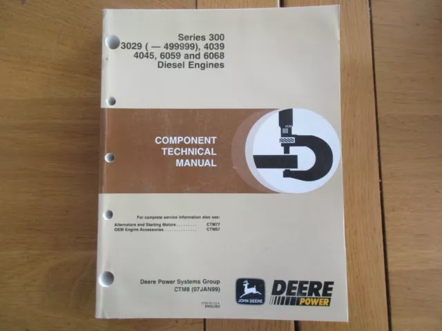 Technical Manual John Deere Power Serie 300 3029 4039 4045 6059 6068 Diesel 1999