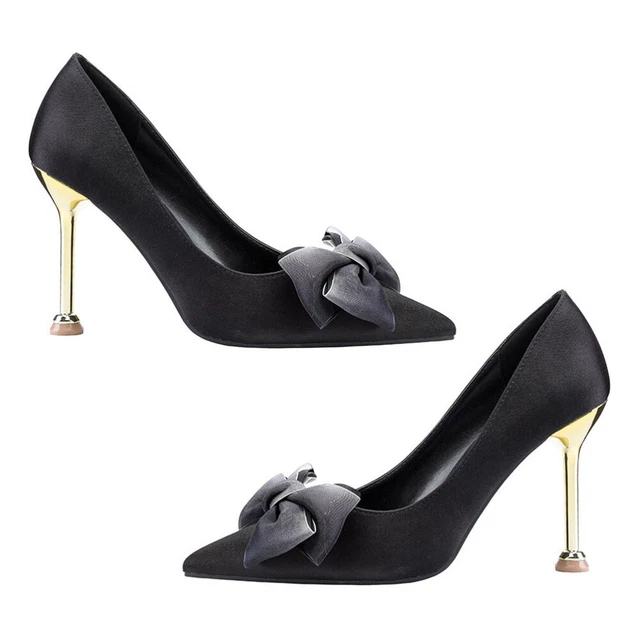 Tacchi alti donna décolleté grosse cravatta fiocco look sottile donna donna